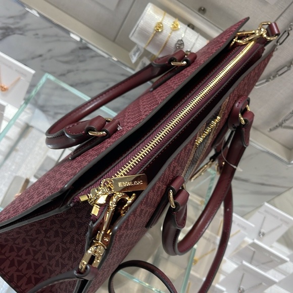 Michael Kors Sheila Medium Signature Logo and Metallic Satchel Crossbody CZ NWT - Picture 12 of 16